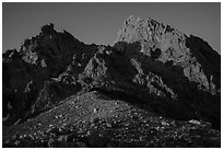 Grand Teton and Upper Saddle at sunset. Grand Teton National Park ( black and white)