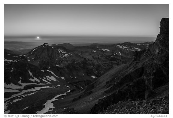 Sunset from Lower Saddle. Grand Teton National Park (black and white)