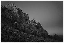 Grand Teton from Lower Saddle at dusk. Grand Teton National Park ( black and white)