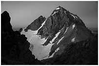 Middle Teton seen from Grand Teton, dawn. Grand Teton National Park ( black and white)