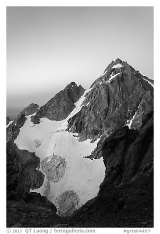 Middle Teton from Grand Teton at dawn. Grand Teton National Park (black and white)