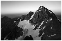 Middle Teton from Grand Teton, first sunrays. Grand Teton National Park ( black and white)