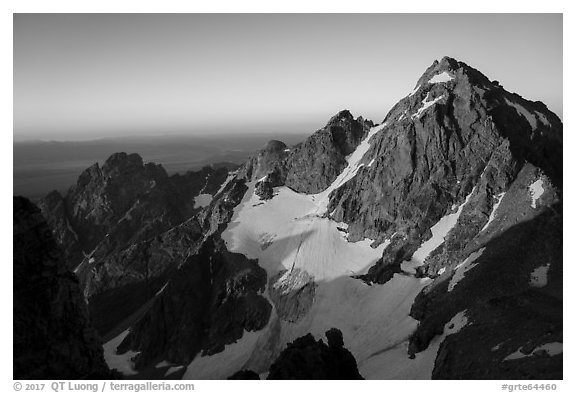 Middle Teton from Grand Teton, sunrise. Grand Teton National Park (black and white)