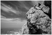 Climber approaching summit of Grand Teton. Grand Teton National Park ( black and white)