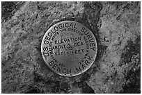 Geological marker, Grand Teton. Grand Teton National Park ( black and white)