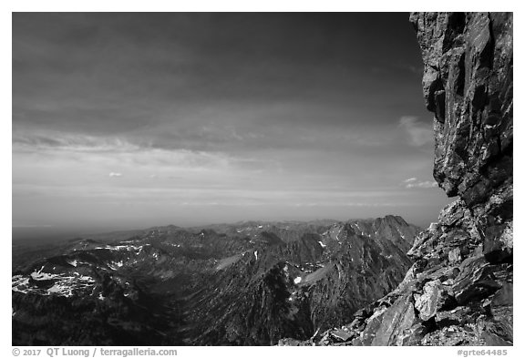 View from Upper Saddle of Grand Teton. Grand Teton National Park (black and white)