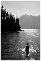 Late afternoon swim, Colter Bay. Grand Teton National Park ( black and white)