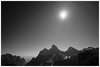 Sun above the Tetons. Grand Teton National Park ( black and white)