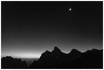 Total solar eclipse above the Tetons. Grand Teton National Park ( black and white)