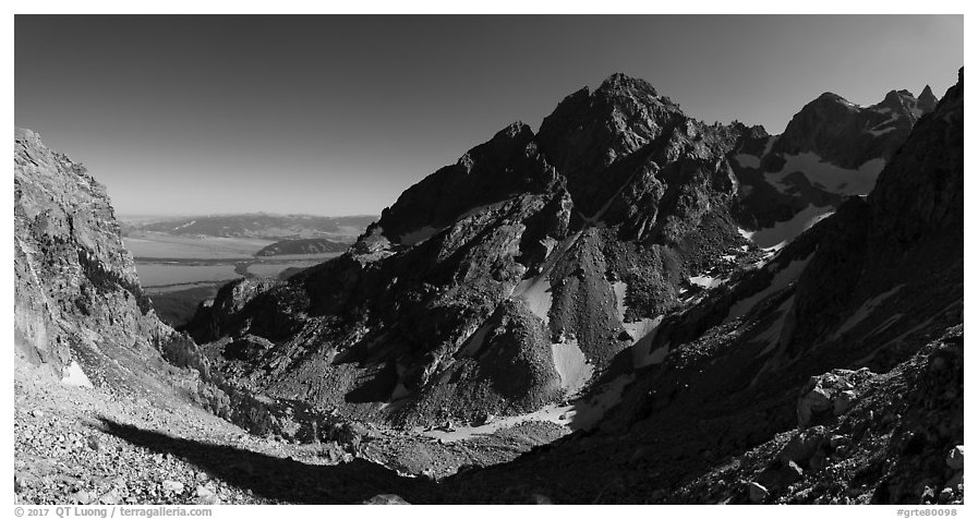 Garnet Canyon and Middle Teton. Grand Teton National Park (black and white)