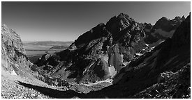 Garnet Canyon and Middle Teton. Grand Teton National Park (Panoramic black and white)