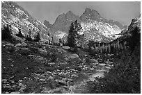 Tetons and Cascade Creek, afternoon storm. Grand Teton National Park ( black and white)