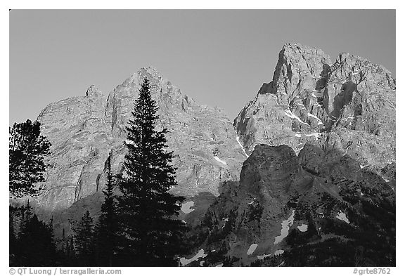 Mt Owen and Tetons at sunset seen from the North. Grand Teton National Park, Wyoming, USA.