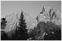 Mt Owen and Tetons at sunset seen from the North. Grand Teton National Park ( black and white)