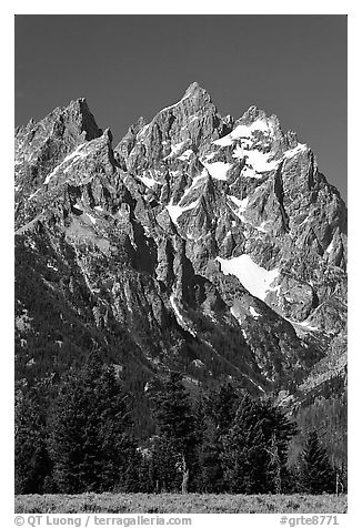 Rocky peaks of Cathedral group, morning. Grand Teton National Park, Wyoming, USA.