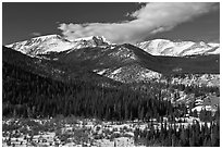 Late winter rockies landscape. Rocky Mountain National Park ( black and white)