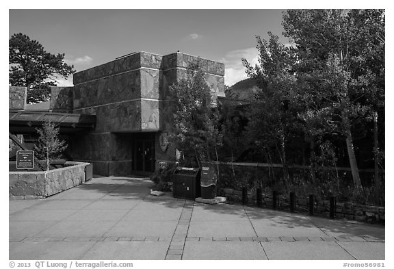 Beaver Meadows Visitor Center. Rocky Mountain National Park (black and white)