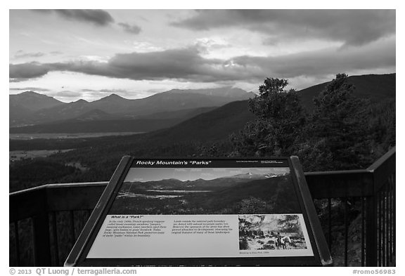 Parks interpretative sign. Rocky Mountain National Park, Colorado, USA.