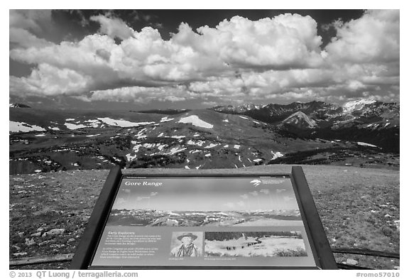 Gore range interpretative sign. Rocky Mountain National Park, Colorado, USA.