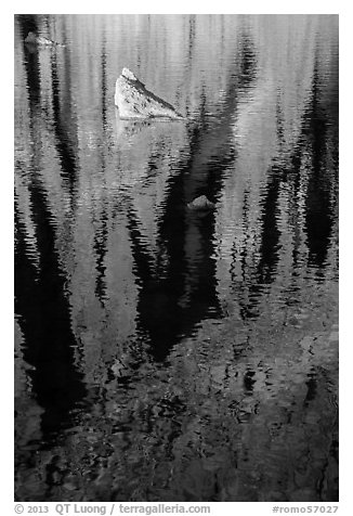 Reflections and rocks, Chasm Lake. Rocky Mountain National Park (black and white)