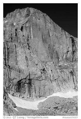 Diamond Face, Longs Peak. Rocky Mountain National Park (black and white)