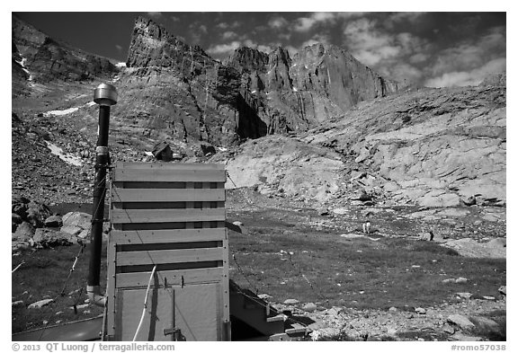 Open air toilet. Rocky Mountain National Park (black and white)