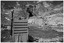 Open air toilet. Rocky Mountain National Park, Colorado, USA. (black and white)