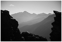 Longs Peak framed by Rock Cut at night. Rocky Mountain National Park ( black and white)