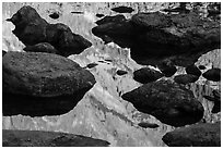 Mountain reflections and boulders, Dream Lake. Rocky Mountain National Park ( black and white)