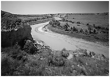 Bend of the Little Missouri River, and Wind Canyon. Theodore Roosevelt National Park ( black and white)