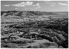 Little Missouri River bend in autumn, North Unit. Theodore Roosevelt  National Park ( black and white)