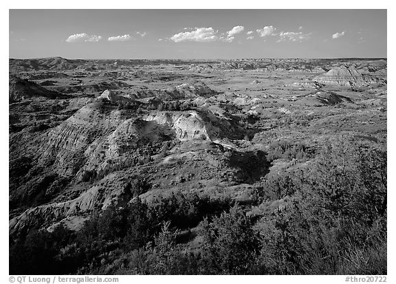 Painted Canyon, late afternoon. Theodore Roosevelt  National Park (black and white)