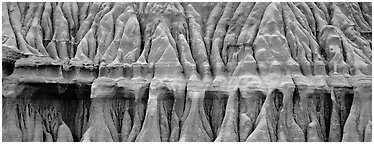 Eroded mudstone, North Unit. Theodore Roosevelt National Park (Panoramic black and white)