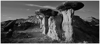 Caprock formations. Theodore Roosevelt National Park (Panoramic black and white)