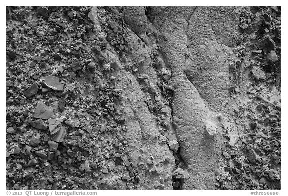 Close-up of clinker and clay. Theodore Roosevelt National Park, North Dakota, USA.