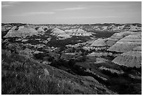 Badlands at dusk. Theodore Roosevelt National Park ( black and white)