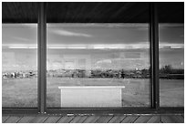 Painted Canyon Overlook, Painted Canyon Visitor Center. Theodore Roosevelt National Park, North Dakota, USA. (black and white)