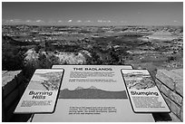 Interpretive sign, Painted Canyon. Theodore Roosevelt National Park ( black and white)