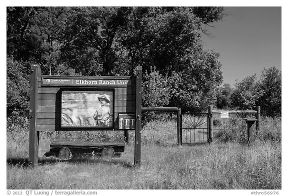 Entrance to Elkhorn Ranch Unit. Theodore Roosevelt National Park, North Dakota, USA.