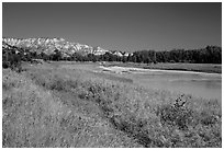 Little Missouri River next to Elkhorn Ranch Unit. Theodore Roosevelt National Park ( black and white)