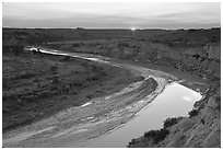 Little Missouri River, sunset. Theodore Roosevelt National Park ( black and white)