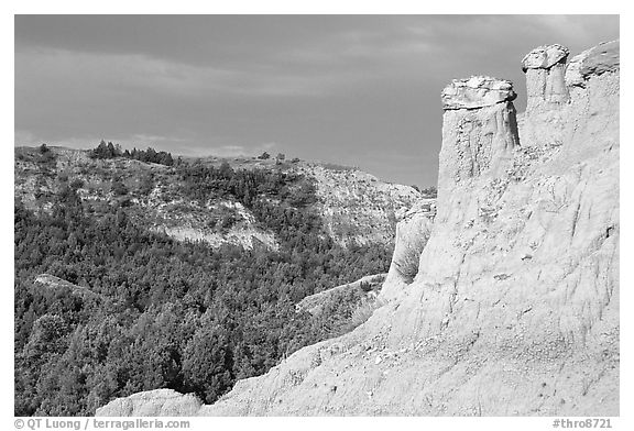 Caprock chimneys, Caprock coulee trail, North Unit. Theodore Roosevelt National Park, North Dakota, USA.