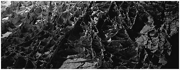 Boxworks underground formations. Wind Cave  National Park (Panoramic black and white)