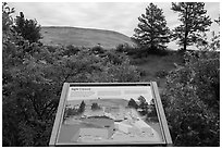 Sight Unseen interpretative sign. Wind Cave National Park, South Dakota, USA. (black and white)