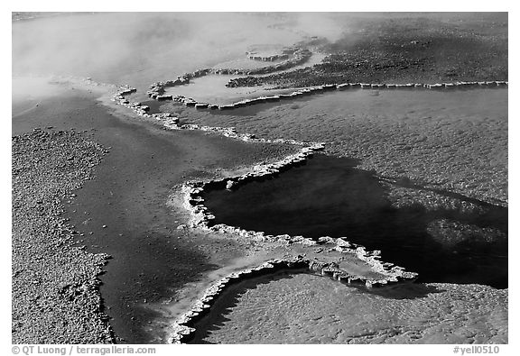 Travertine formations in Upper geyser basin. Yellowstone National Park, Wyoming, USA.