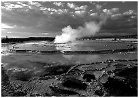 Great Fountain geyser. Yellowstone National Park, Wyoming, USA. (black and white)