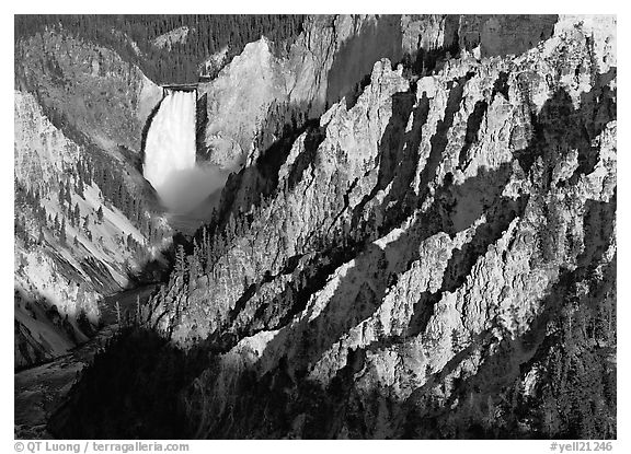 Falls of the Yellowstone River, early morning. Yellowstone National Park, Wyoming, USA.