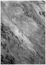 Colorful wall of the Grand Canyon of Yellowstone. Yellowstone National Park ( black and white)