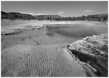 Sapphire Pool, afternoon. Yellowstone National Park, Wyoming, USA. (black and white)