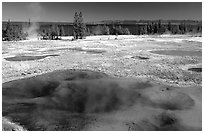 West Thumb Geyser Basin. Yellowstone National Park, Wyoming, USA. (black and white)